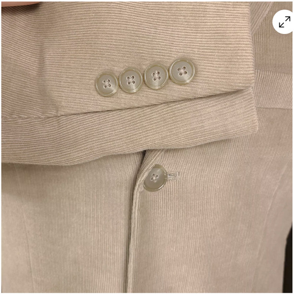 TASSO ELBA Sport Suit Coat Blazer Mens Tan Corduroy Three Button Cotton LARGE - Picture 6 of 11